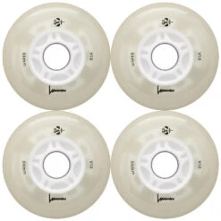 LUMINOUS LED LIGHT UP INLINE SKATE WHEELS WHITE GLOW 84 MM – SET OF 4