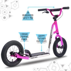 SULLIVAN 12" Wheel Freestyle Terra Firma Scooter, Electro Pink -Rollerz Store k0663156b3ad566d2109cfc3fb18ac4d9