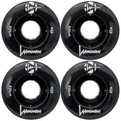LUMINOUS LED LIGHT UP ROLLER SKATE WHEELS BLACK 62 MM – SET OF 4