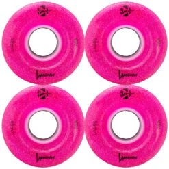 LUMINOUS LED LIGHT UP ROLLER SKATE WHEELS PINK GLITTER 58 MM 78A – SET OF 4