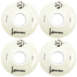 LUMINOUS LED LIGHT UP ROLLER SKATE WHEELS WHITE SLIM HUB 62 MM 85A – SET OF 4