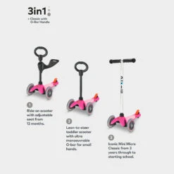 Toddler Scooter - Mini Micro 3in1 Classic Scooter - Pink - 12 Months 11 Toddler Scooter - Mini Micro 3in1 Classic Scooter - Pink - 12 Months -Rollerz Store k37a1a330fff00ff29d1df33f07d074b1