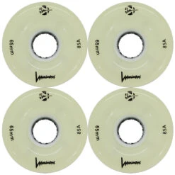 LUMINOUS LED LIGHT UP ROLLER SKATE WHEELS WHITE GLOW 65 X 37 MM – SET OF 4