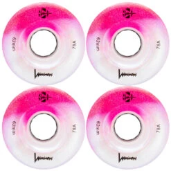 LUMINOUS LED LIGHT UP ROLLER SKATE WHEELS COTTON CANDY 62 MM 78A – SET OF 4