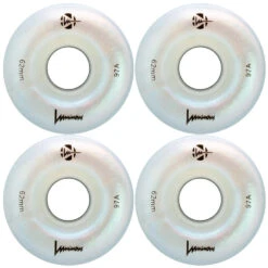 LUMINOUS LED LIGHT UP ROLLER SKATE WHEELS WHITE PEARL 62 MM 97A – SET OF 4