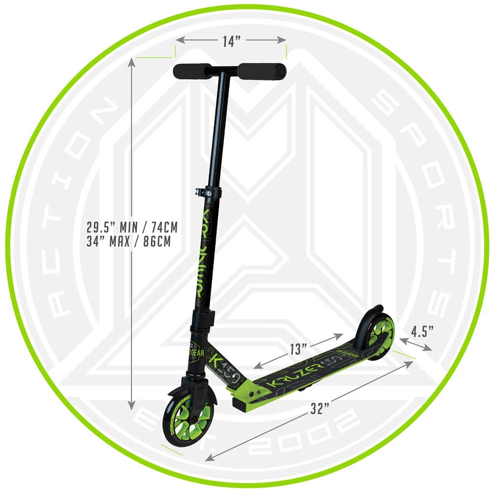 MADD GEAR CARVE KRUZER 150 BIG WHEEL COMMUTER FOLDING SCOOTER – BLACK/LIME 7 MADD GEAR CARVE KRUZER 150 BIG WHEEL COMMUTER FOLDING SCOOTER – BLACK/LIME - Image 5