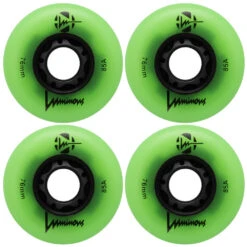 LUMINOUS LED LIGHT UP INLINE SKATE WHEELS GREEN 76 MM – SET OF 4 -Rollerz Store kad94961b1c3a35917c9be0a5151c664d