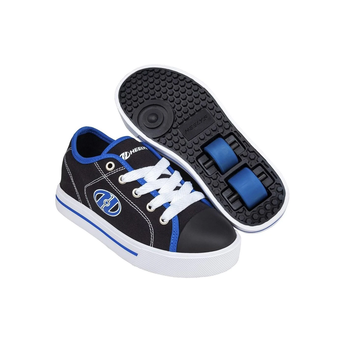 Heelys Classic Black/White/Blue Kids HX2 Heely Shoe 3 Heelys Classic Black/White/Blue Kids HX2 Heely Shoe