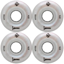 LUMINOUS LED LIGHT UP ROLLER SKATE WHEELS WHITE PEARL 58 MM 97A – SET OF 4